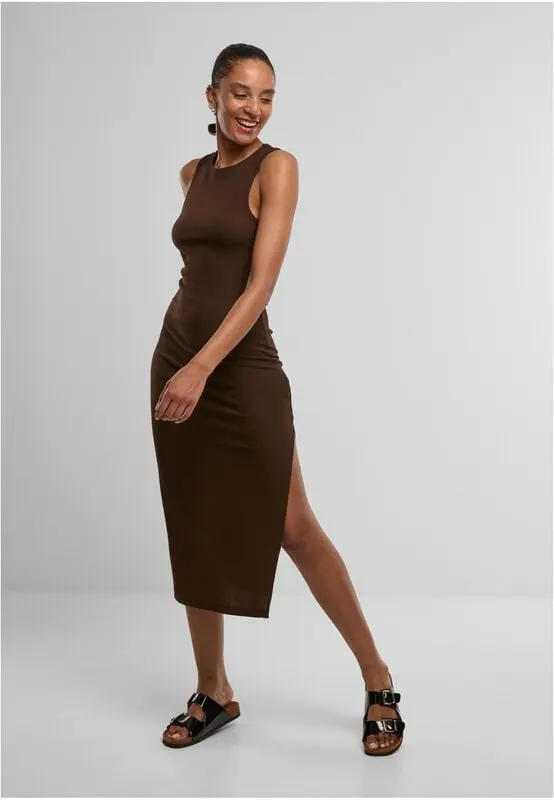 Robe longue de Urban Classics - Robe Côtelée Dos Nageur - XS à XL - pour Femme - marron