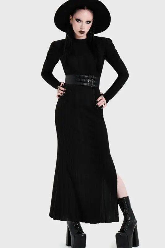 Robe longue Gothic de KIHILIST by KILLSTAR - NOIR BACK CUT OUT MAXI DRESS - XS à 4XL - pour Femme - noir
