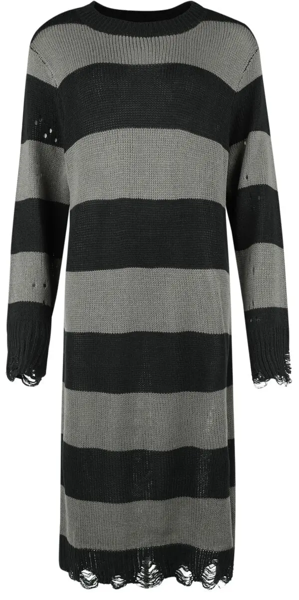 Robe longue Gothic de KIHILIST by KILLSTAR - Within Souls Sweater Dress - XS à 4XL - pour Femme - noir/gris