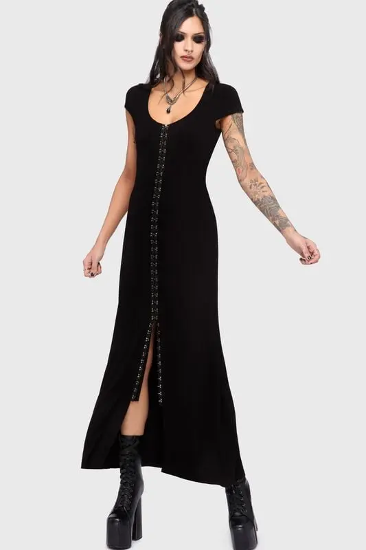 Robe longue Gothic de Killstar - Chapel Blessing - Hook & Eye Maxi Dress - XS à S - pour Femme - noir