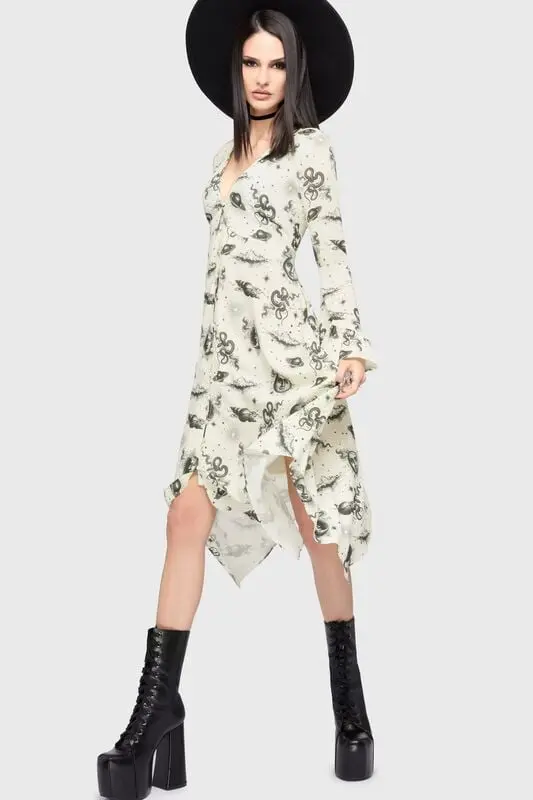 Robe mi-longue Gothic de Killstar - Celestial Night Midi Dress - XS à 4XL - pour Femme - crème