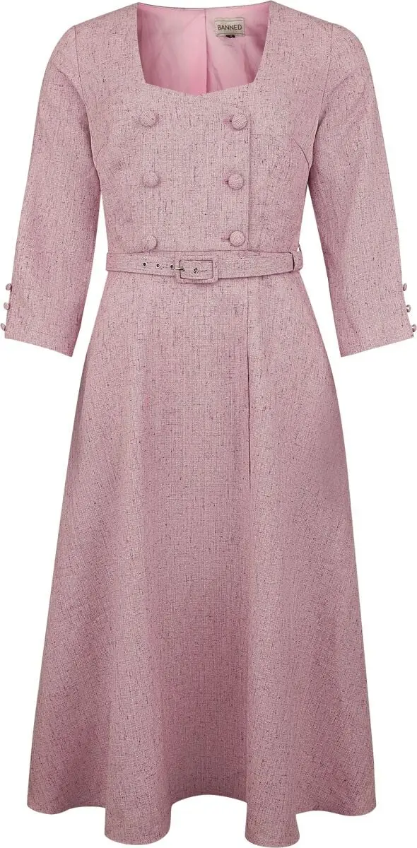 Robe mi-longue Rockabilly de Banned Retro - Isobel Dress - XS à XXL - pour Femme - rose clair