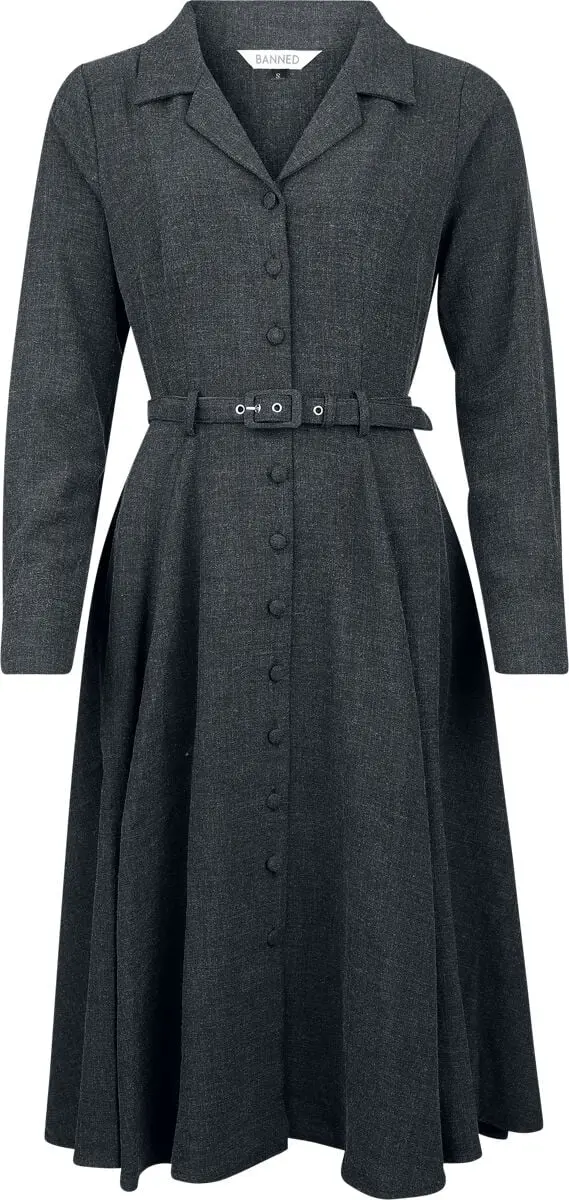 Robe mi-longue Rockabilly de Banned Retro - Marigold Dress - XS à 4XL - pour Femme - noir