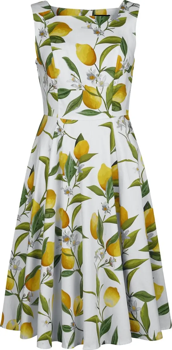 Robe mi-longue Rockabilly de H&R London - Lemon Fleur - Robe - S à XXL - pour Femme - multicolore