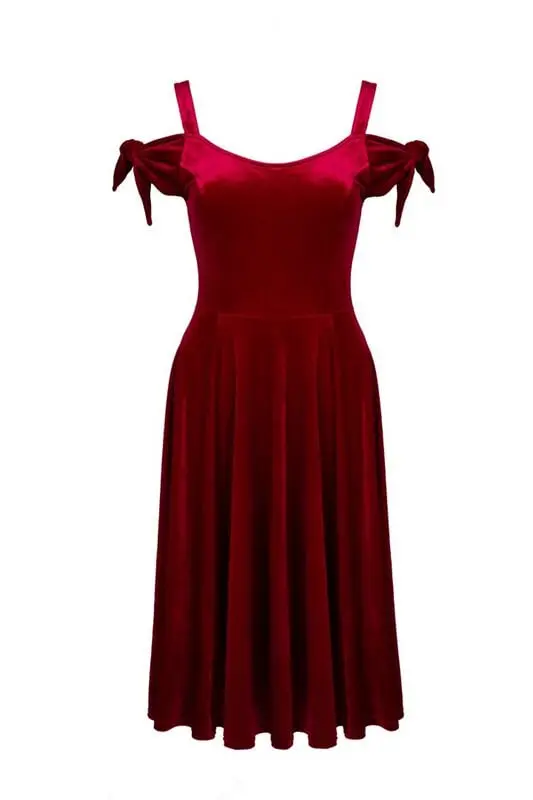 Robe mi-longue Rockabilly de Hell Bunny - Carrie Dress - XS à XXL - pour Femme - rouge