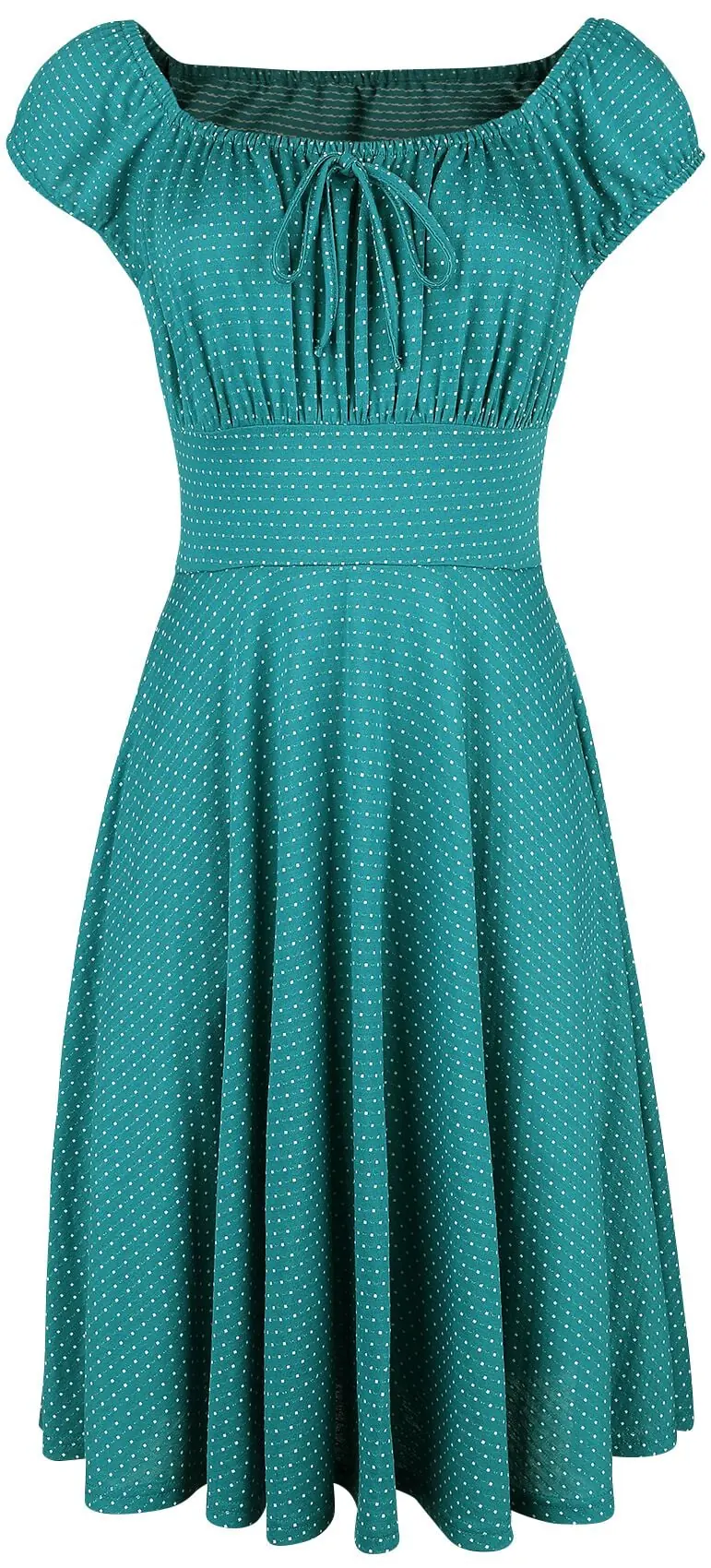 Robe mi-longue Rockabilly de Voodoo Vixen - Robe Plissée Tessy Verte - XS à S - pour Femme - pétrole