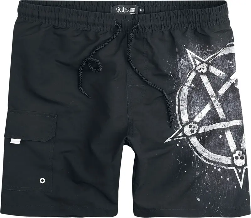 Short de bain Gothic de Gothicana by EMP - Short de Bain avec Pentacle - L - pour Homme - noir
