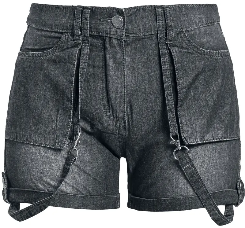 Short de Collection EMP Stage - Short avec broderie rock hand - 27 à 31 - pour Femme - noir