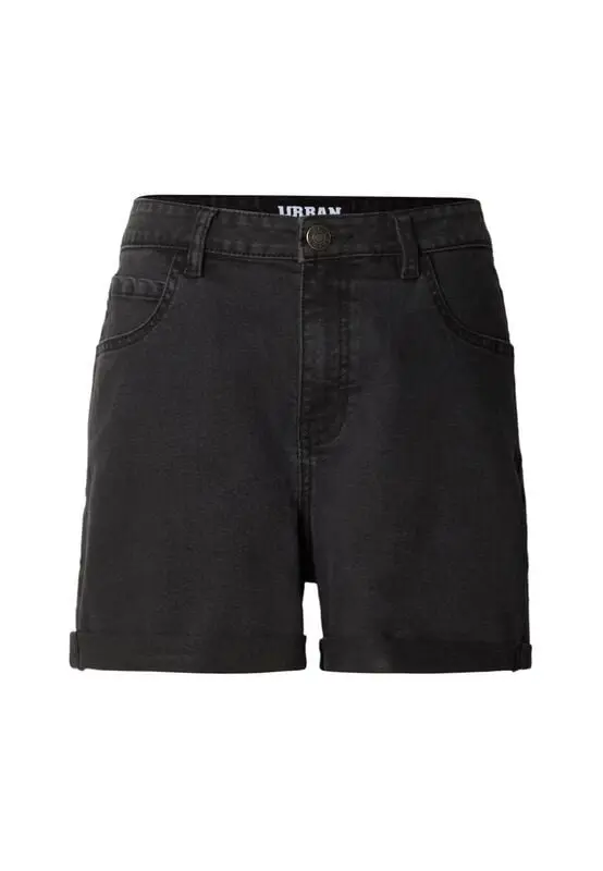 Short de Urban Classics - Short en Jean Taille Haute - 29 à 32 - pour Femme - noir