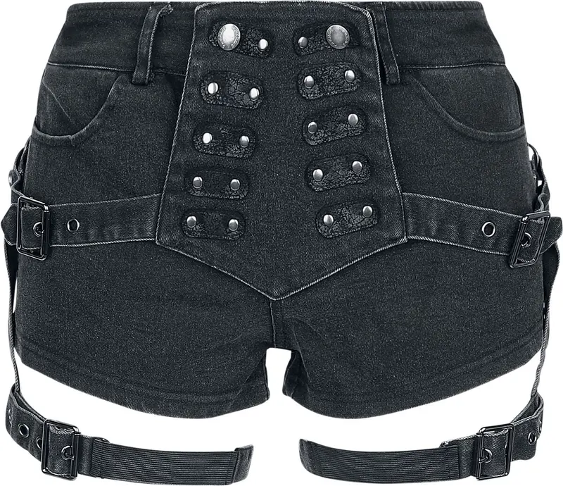 Short Gothic de Punk Rave - Short Stretch - XS à XXL - pour Femme - noir