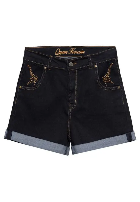 Short Rockabilly de Queen Kerosin - Short en Jean - XS à XXL - pour Femme - noir
