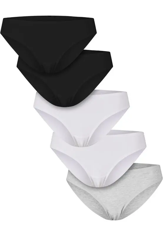 Sous-vêtement de Urban Classics - Culottes Coton Basiques - Lot de 5 - S à XL - pour Femme - noir/blanc/gris clair