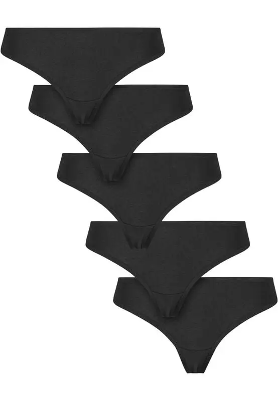 Sous-vêtement de Urban Classics - Strings Coton basiques - Lot de 5 - S à XL - pour Femme - noir