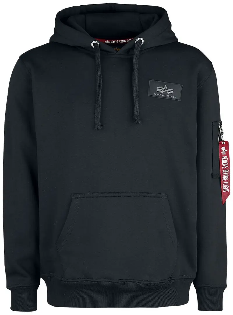 Sweat-shirt à capuche de Alpha Industries - Sweat à capuche Imprimé dans le Dos - S à XL - pour Homme - noir