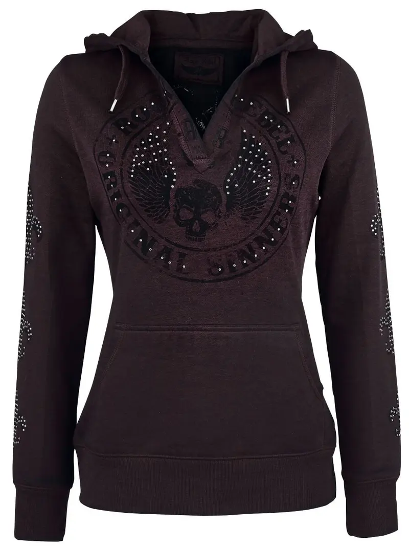 Sweat-shirt à capuche de Rock Rebel by EMP - Never Regret - S à XXL - pour Femme - bordeaux