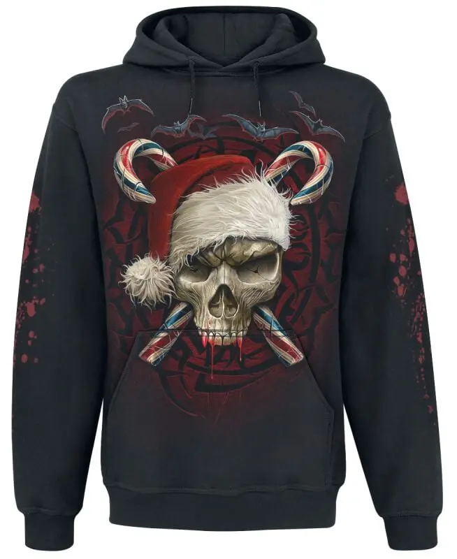 Sweat-shirt à capuche de Spiral - Candy Cane Santa - S à XXL - pour Homme - noir