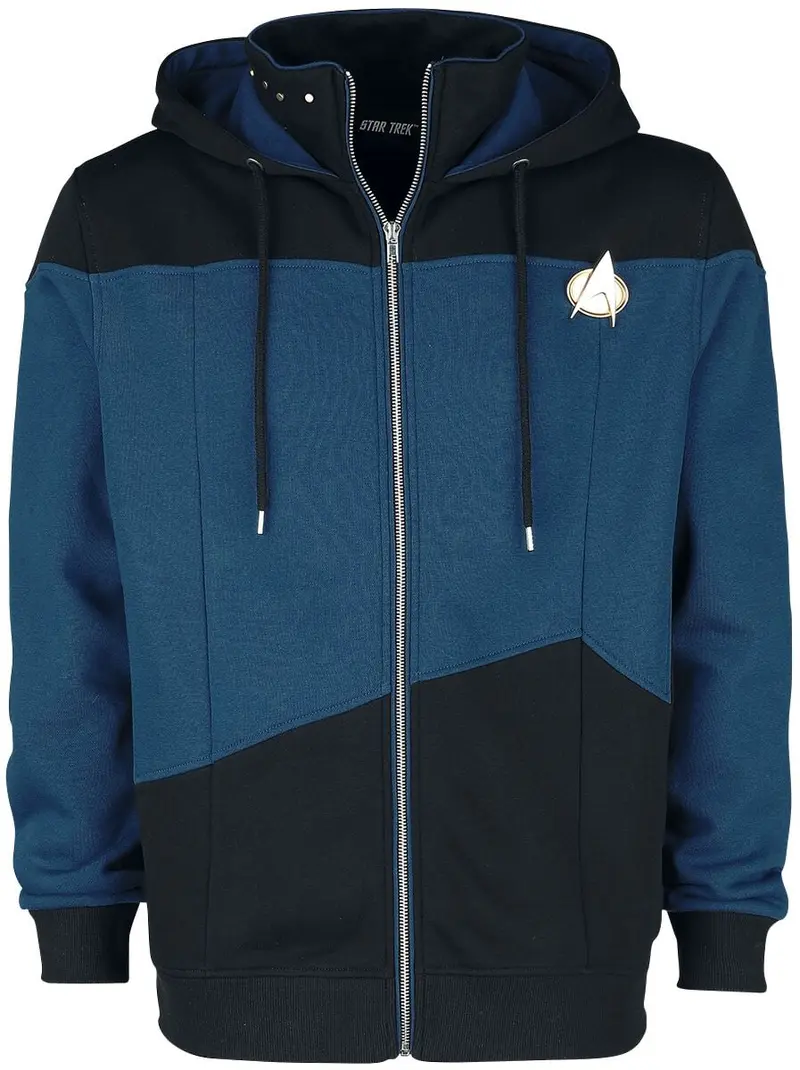 Sweat-shirt à capuche de Star Trek - Starfleet Command - S à XXL - pour Homme - noir/bleu