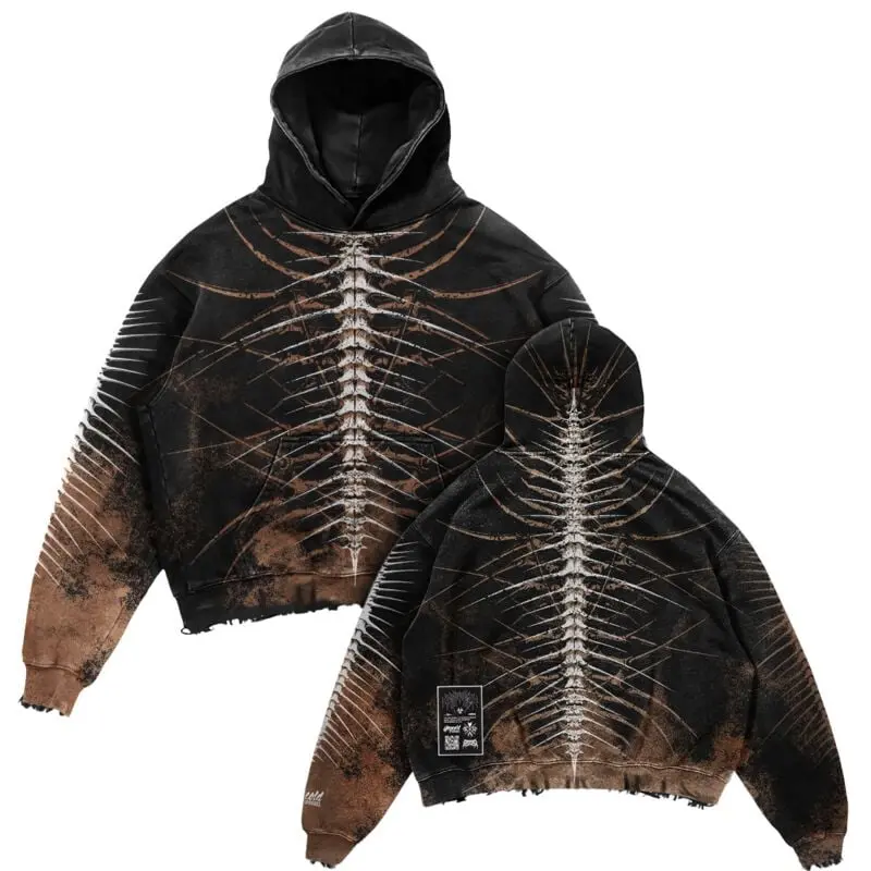 Sweat-shirt à capuche de Stay Cold Apparel - Lineage Of Dusk (ocker) - Heavy Oversized Hoodie (400GSM) - S à M - pour Homme - noir/ocre
