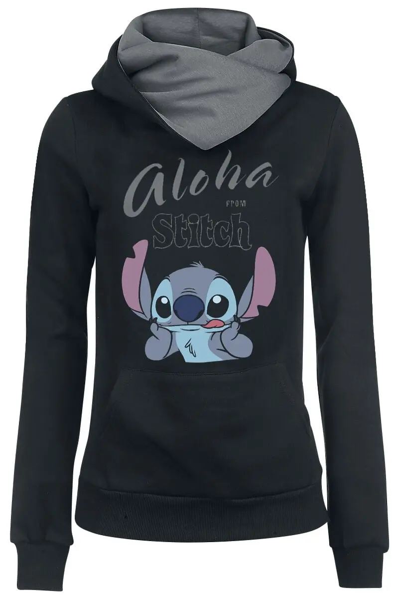 Sweat-shirt à capuche Disney de Lilo & Stitch - Aloha - XS à 5XL - pour Femme - noir/gris