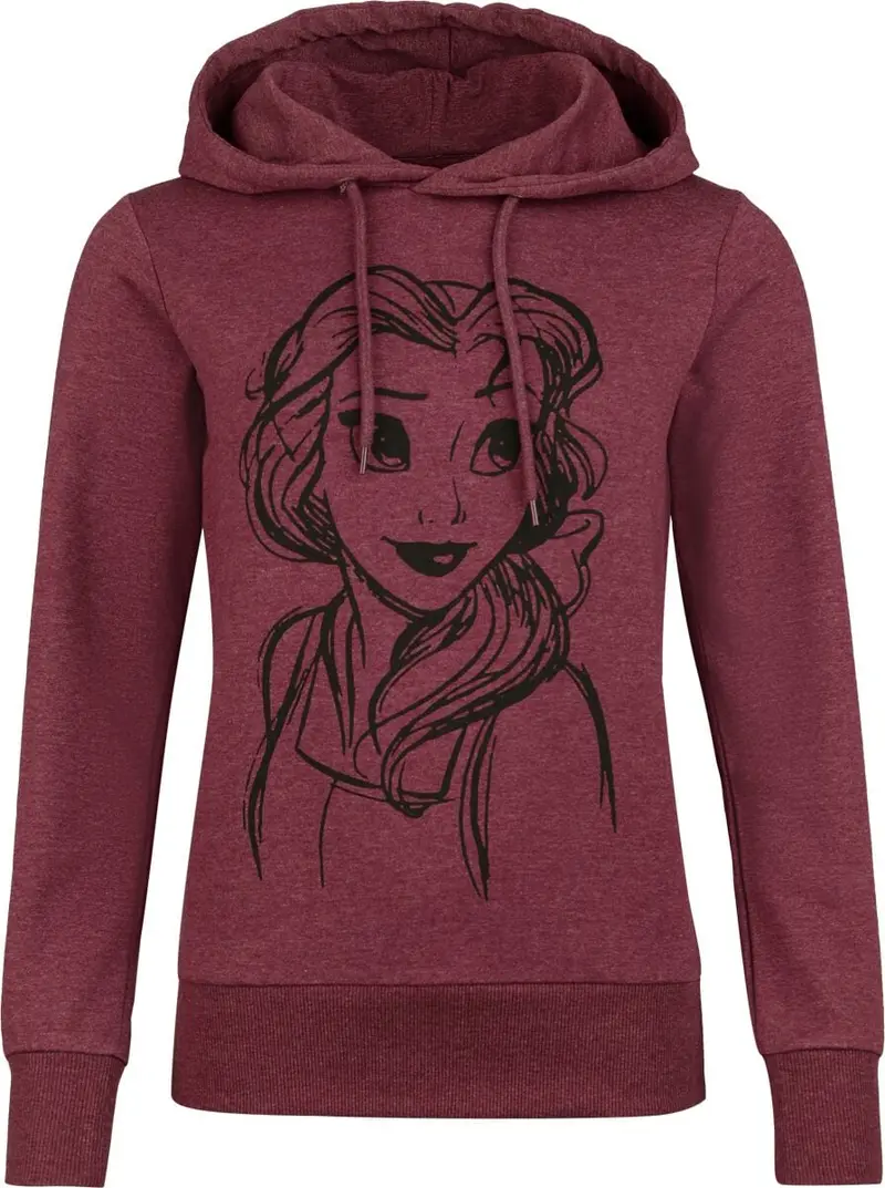 Sweat-shirt à capuche Disney de Walt Disney - Belle - S à 3XL - pour Femme - rouge chiné