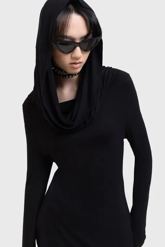 Sweat-shirt à capuche Gothic de KIHILIST by KILLSTAR - Infinitum Top - XS à 4XL - pour Femme - noir