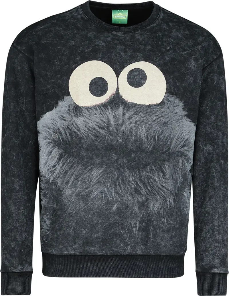 Sweat-shirt de Sesame Street - Krümelmonster - Oversized - S à XXL - pour Homme - noir