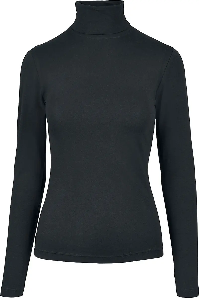 Sweat-shirt de Urban Classics - Col Roulé Manches Longues - XS à XL - pour Femme - noir