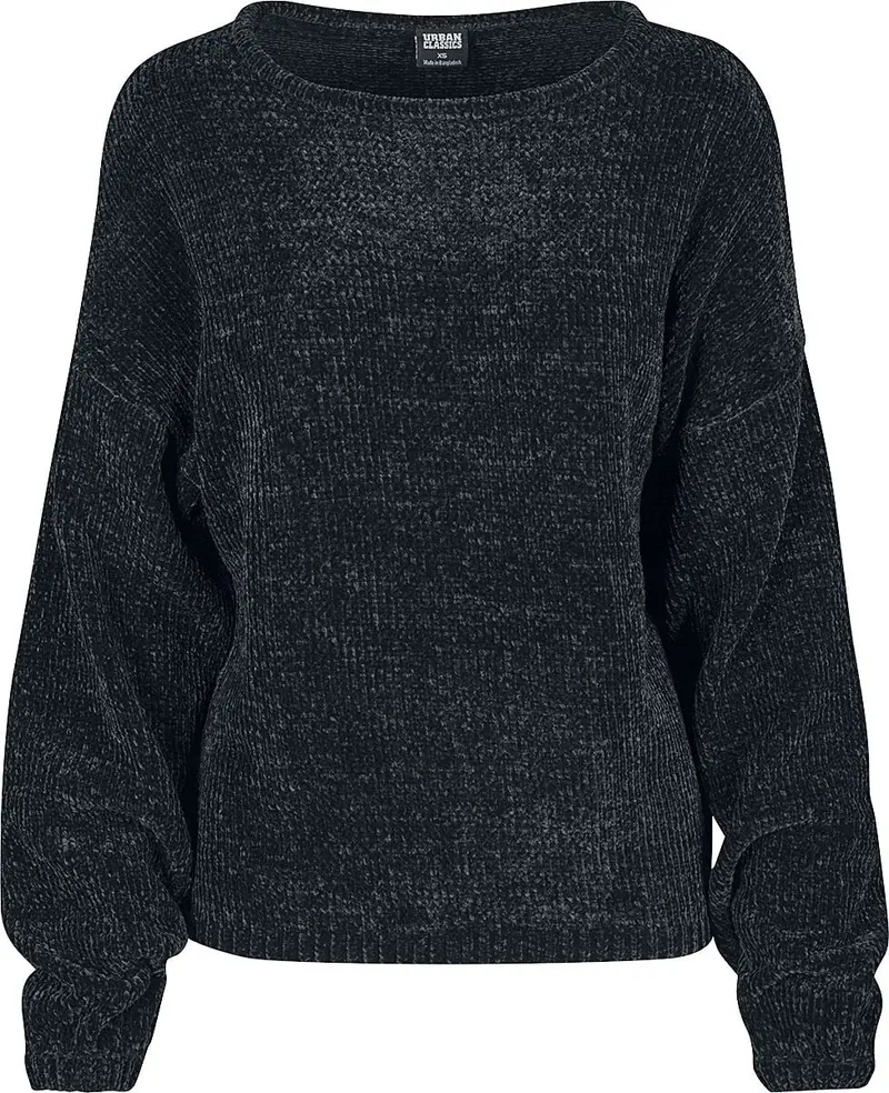Sweat-shirt de Urban Classics - Sweat Oversize En Chenille - XS à 5XL - pour Femme - noir