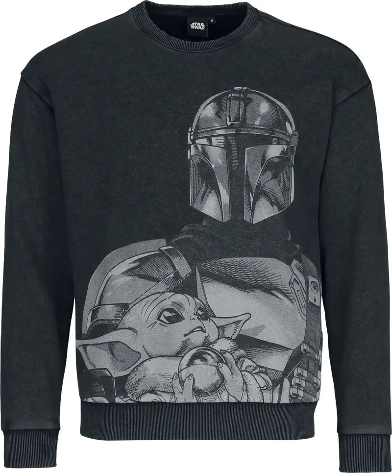 Sweat-shirt Disney de Star Wars - The Mandalorian - Mando - Grogu - S à XXL - pour Homme - noir