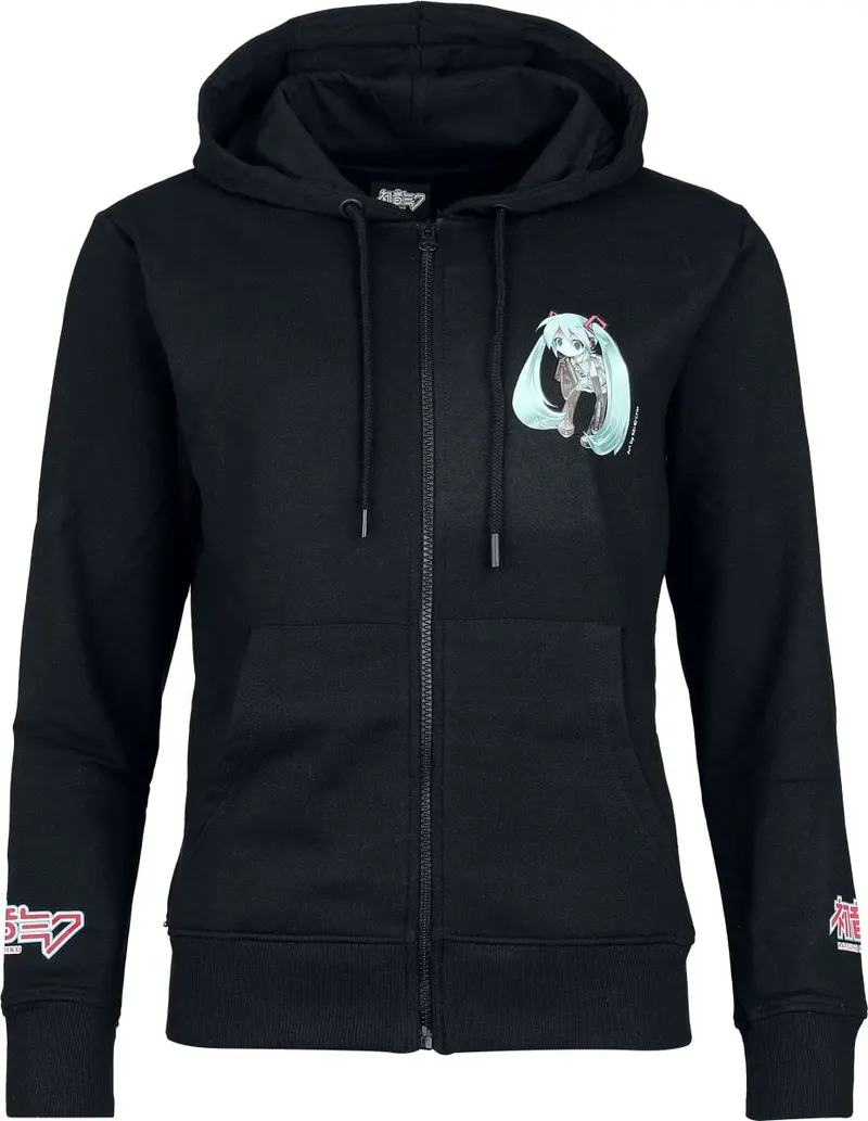 Sweat-shirt zippé à capuche de Hatsune Miku - S à XXL - pour Femme - noir