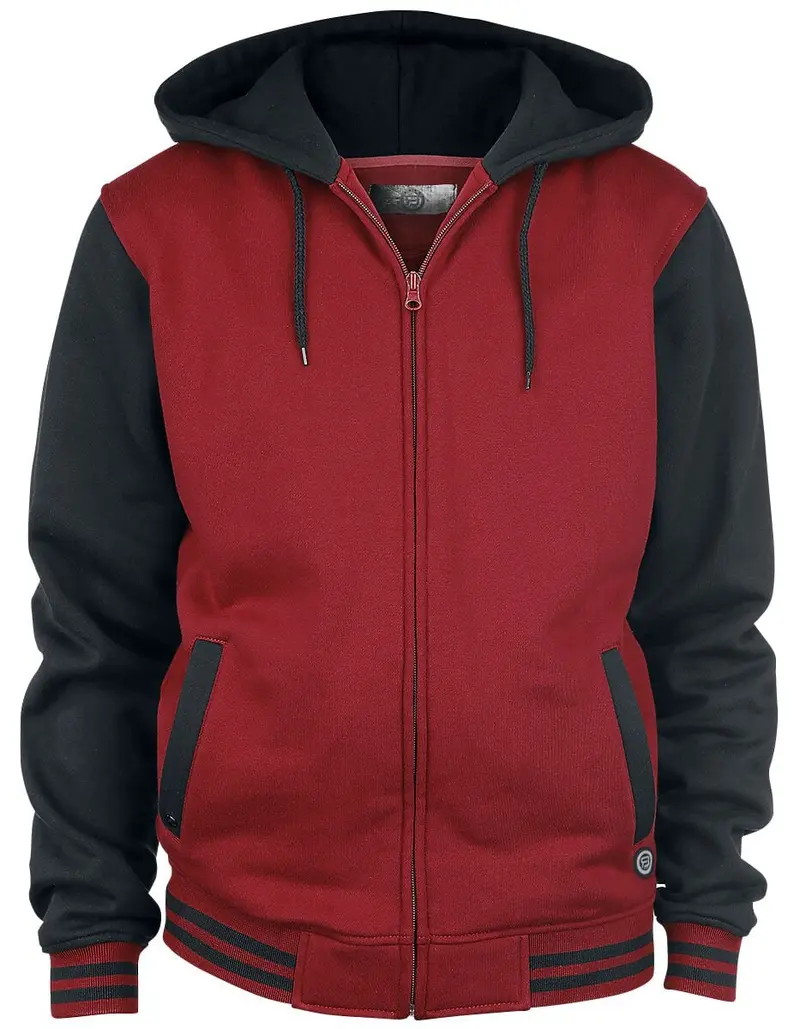 Sweat-shirt zippé à capuche  de RED by EMP - Sweat Zippé Bicolore - S à XXL - pour Homme - bordeaux/noir