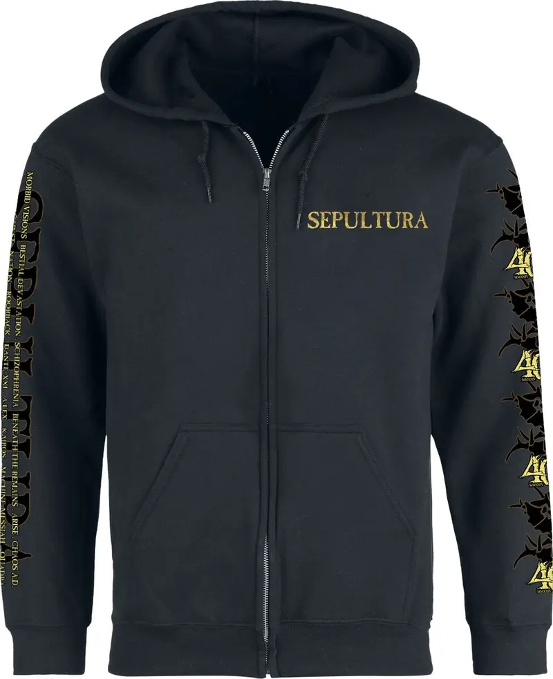 Sweat-shirt zippé à capuche de Sepultura - Diskography - S à 5XL - pour Homme - noir