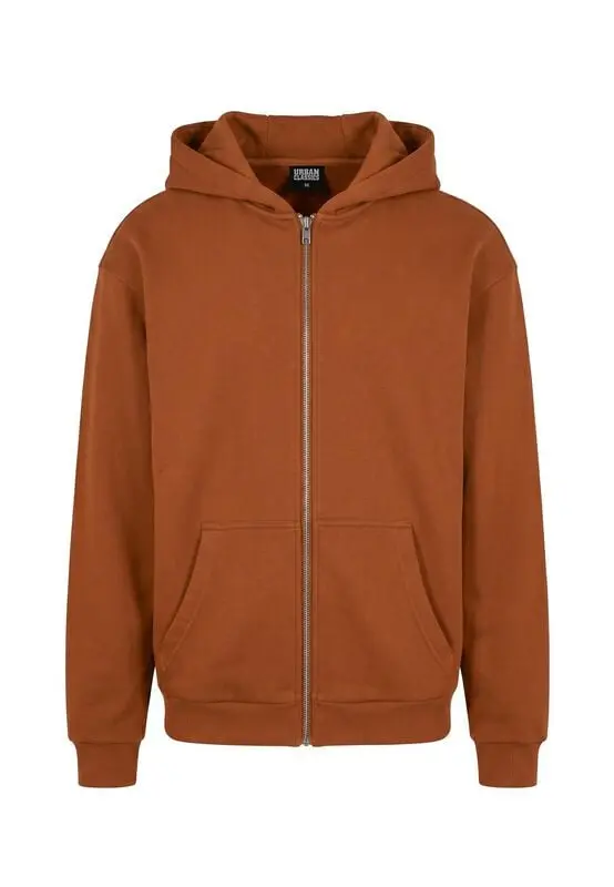 Sweat-shirt zippé à capuche de Urban Classics - Sweat à Capuche Fluffy - M à L - pour Homme - rouille