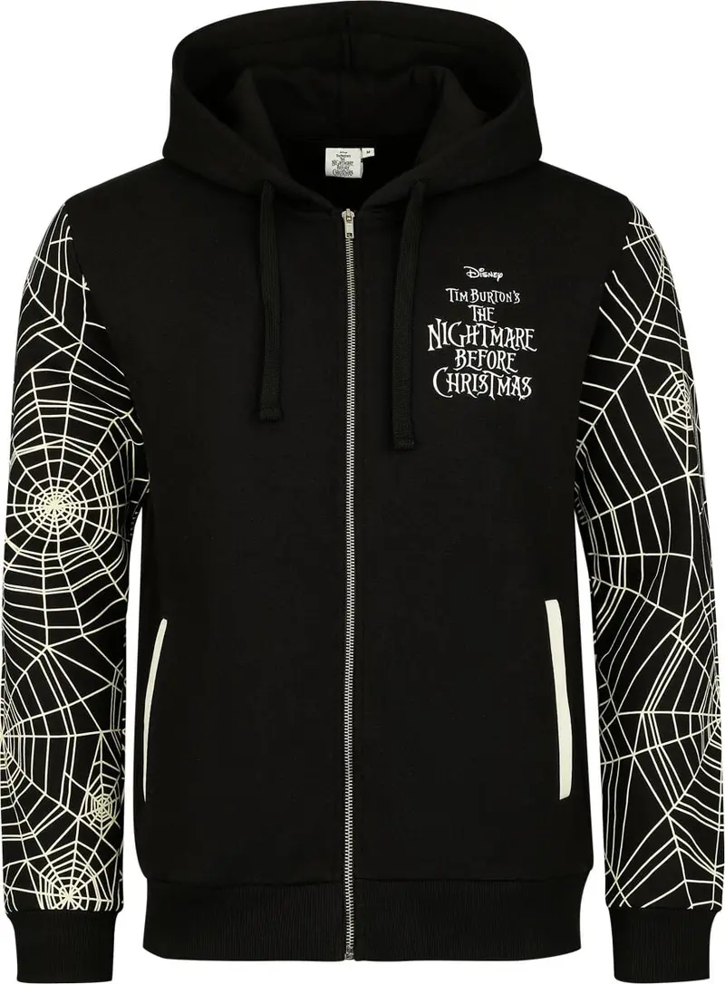 Sweat-shirt zippé à capuche Disney de L'Étrange Noël De Monsieur Jack - Jack Skellingtion - Faces - S à XXL - pour Homme - noir/blanc