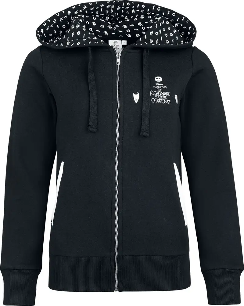 Sweat-shirt zippé à capuche Disney de L'Étrange Noël De Monsieur Jack - Jack Skellington - S à 3XL - pour Femme - noir