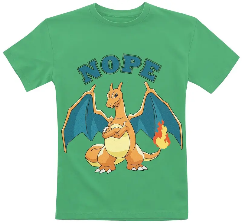 T-shirt Gaming de Pokémon - Enfants - Dracaufeu - Nope - 128 à 164 - pour filles & garçonse - vert