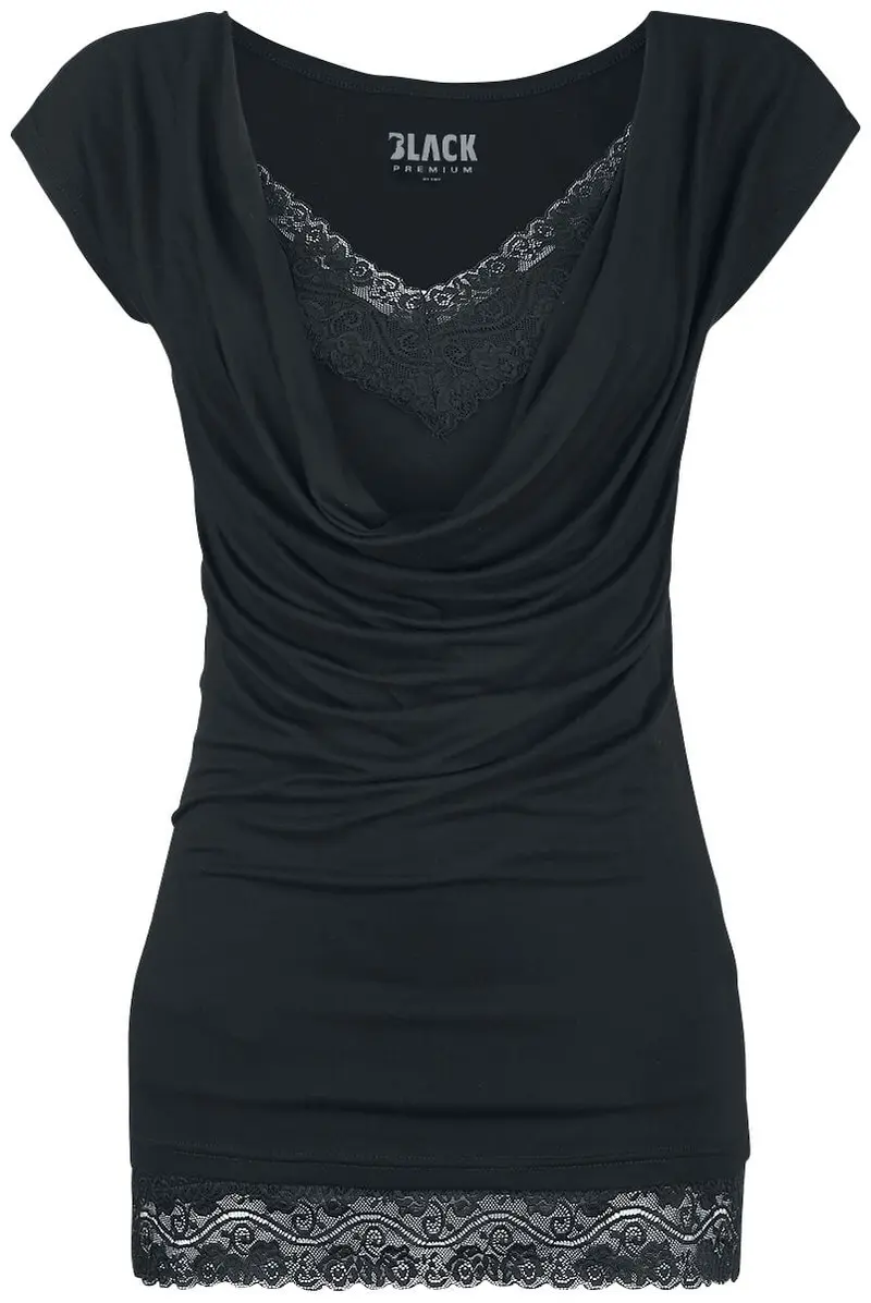 T-Shirt Manches courtes de Black Premium by EMP - Emma - S à 3XL - pour Femme - noir/noir