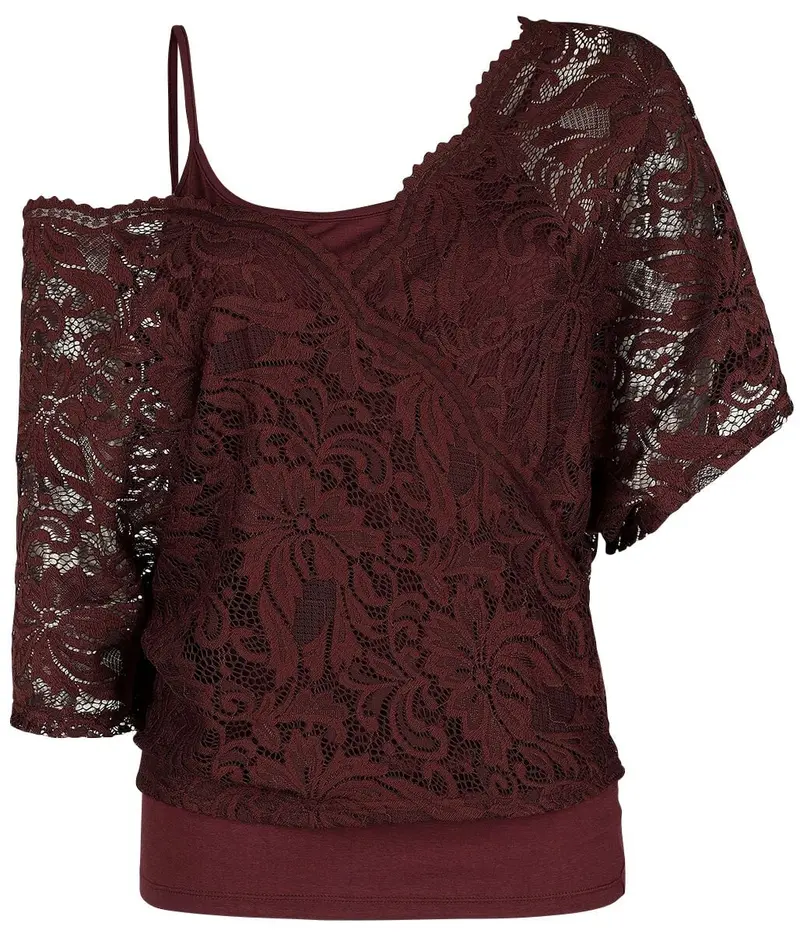 T-Shirt Manches courtes de Black Premium by EMP - When The Heart Rules The Mind - S à 5XL - pour Femme - bordeaux