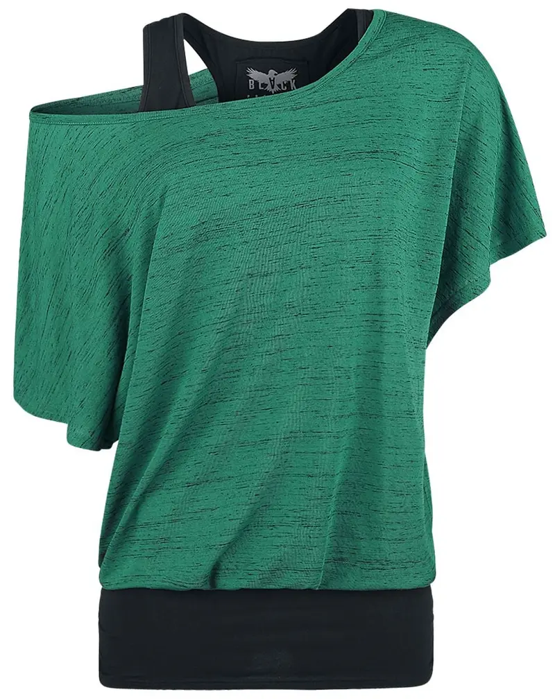T-Shirt Manches courtes de Black Premium by EMP - When The Heart Rules The Mind - S à XXL - pour Femme - vert/noir