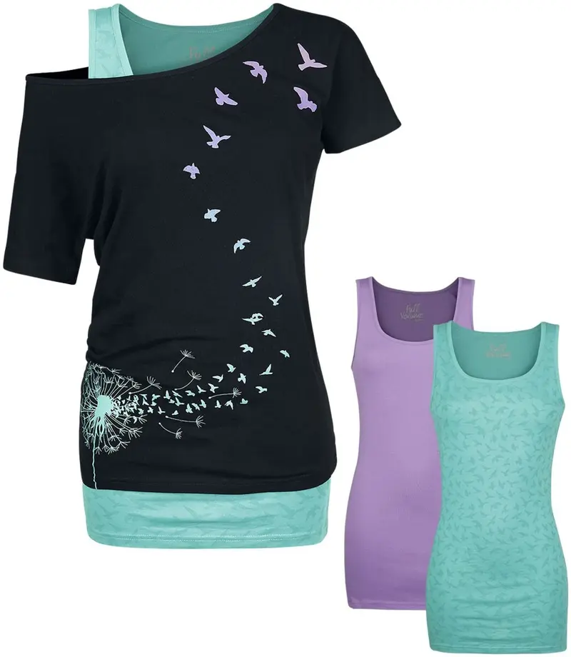 T-Shirt Manches courtes de Full Volume by EMP - When The Heart Rules The Mind - S à XXL - pour Femme - noir