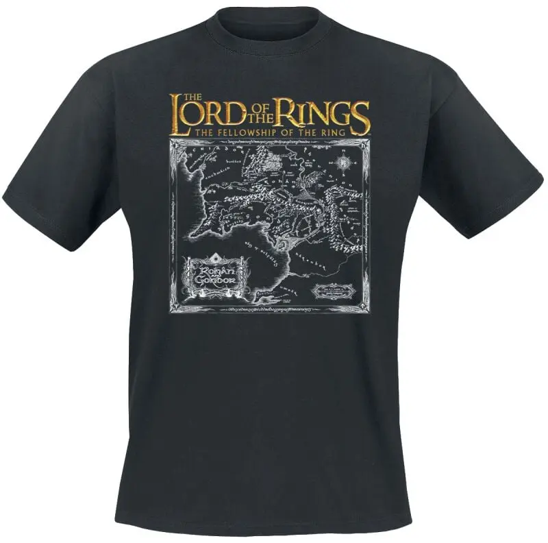 T-Shirt Manches courtes de Le Seigneur Des Anneaux - Map Fellowship - M à 4XL - pour Homme - noir