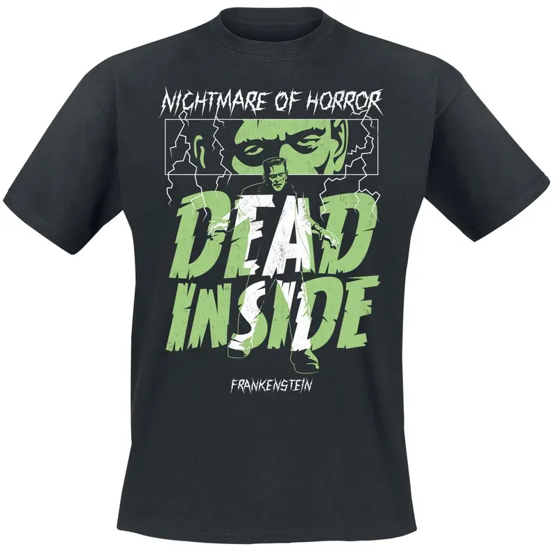 T-Shirt Manches courtes de Monstres Universels - Frankenstein - Dead Inside - S à XXL - pour Homme - noir