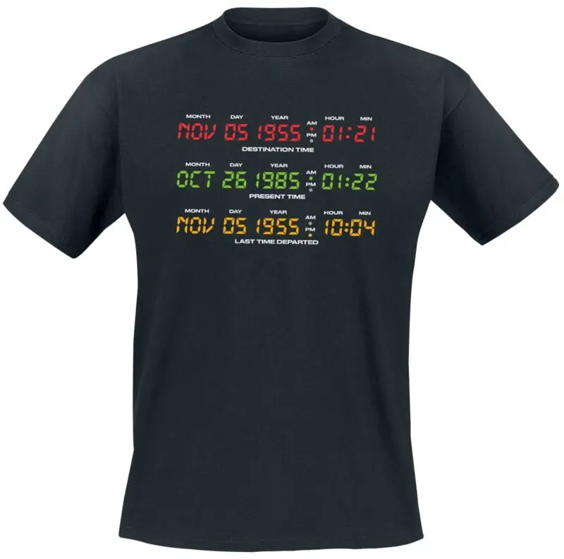 T-Shirt Manches courtes de Retour Vers Le Futur - Delorean Display - S à 5XL - pour Homme - noir