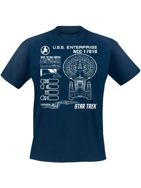 T-Shirt Manches courtes de Star Trek - Enterprise - M à 5XL - pour Homme - marine