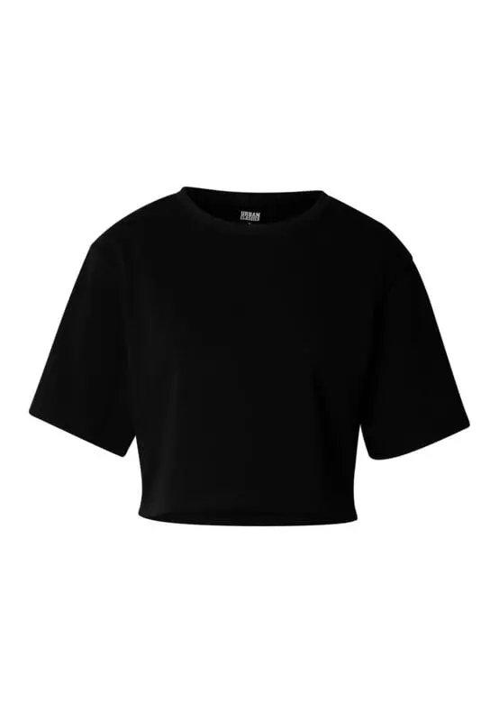 T-Shirt Manches courtes de Urban Classics - Crop Top Terry - L - pour Femme - noir