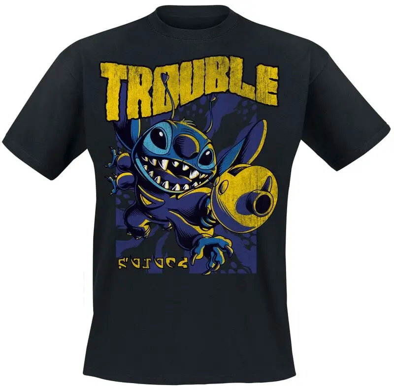 T-Shirt Manches courtes Disney de Lilo & Stitch - Big Trouble Stitch - S à XXL - pour Homme - noir