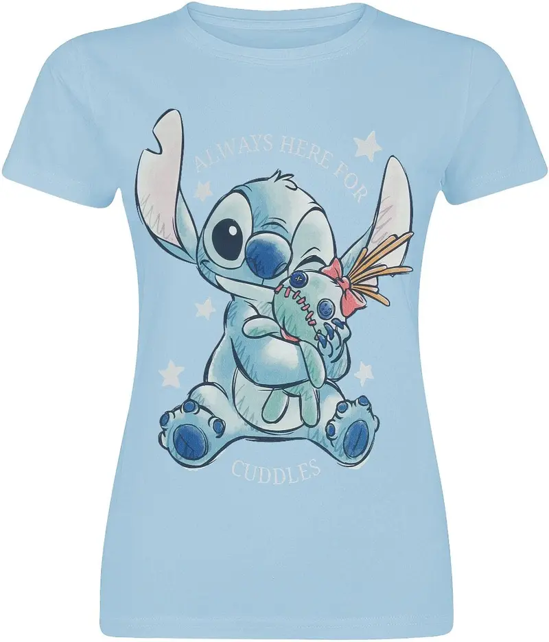 T-Shirt Manches courtes Disney de Lilo & Stitch - Stitch - Câlins - S à XXL - pour Femme - bleu