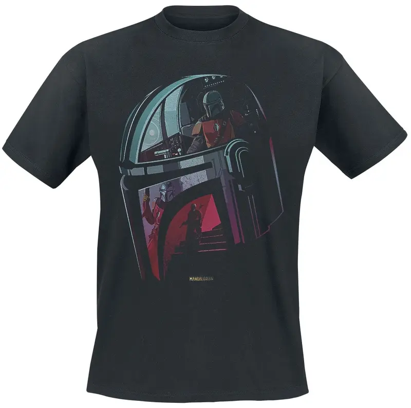 T-Shirt Manches courtes Disney de Star Wars - The Mandalorian - Casque - S à XXL - pour Homme - noir