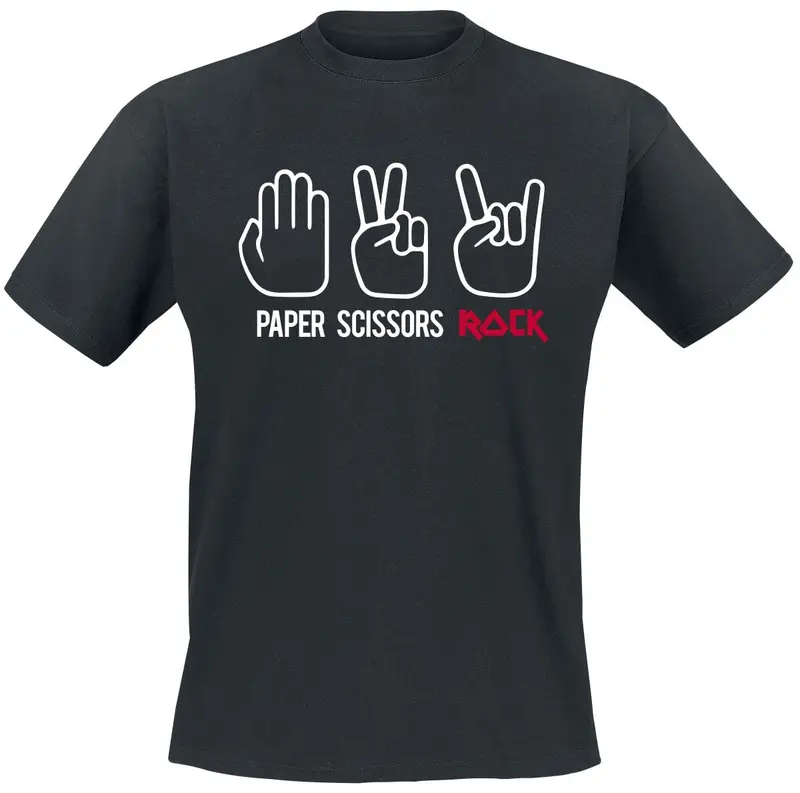 T-Shirt Manches courtes Fun de Slogans - Paper Scissors Rock - S à 3XL - pour Homme - noir