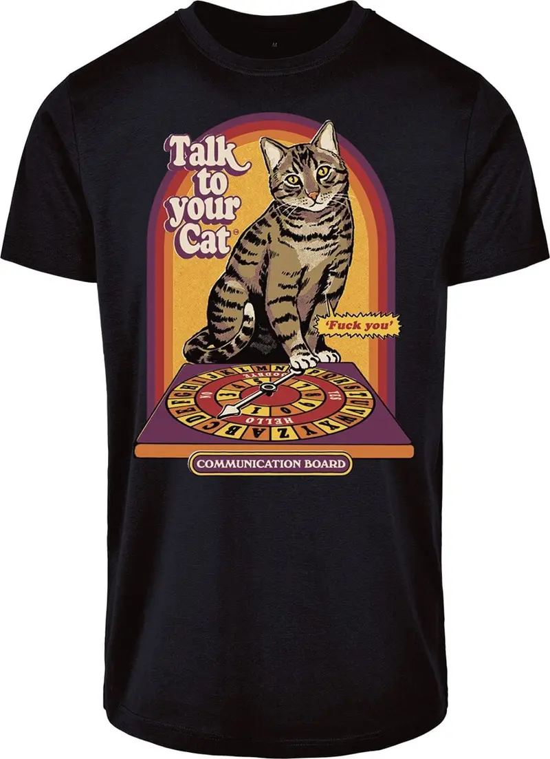 T-Shirt Manches courtes Fun de Steven Rhodes - Talk To Your Cat - S à 4XL - pour Homme - noir